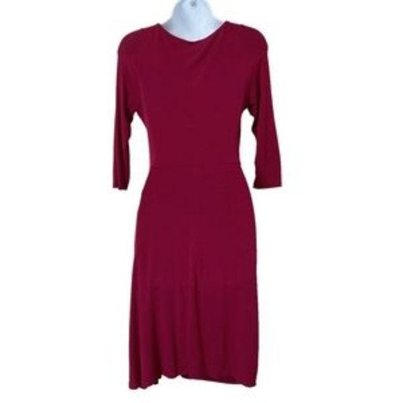 The Limited Faux Wrap Dress XS Womens Burgundy Gathered Draped Waist V Neck - Picture 3 of 5